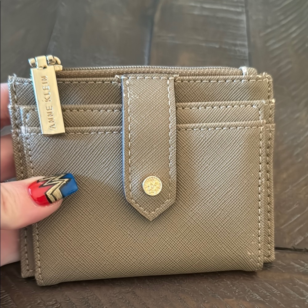 Anne Klein Tan Wallet with Textured Leather Finish